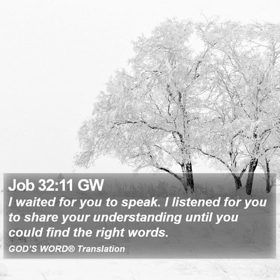 Job 32:11 GW Bible Verse Image
