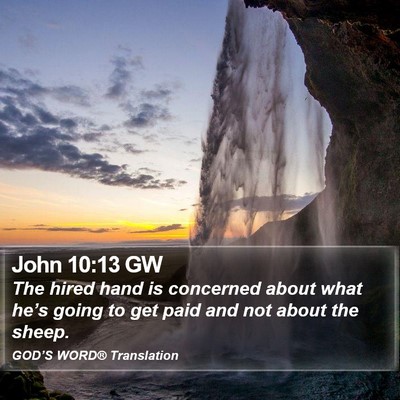 John 10:13 GW Bible Verse Image