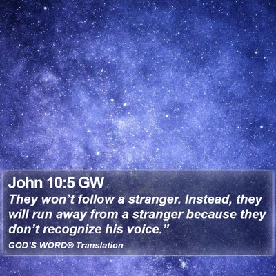 John 10:5 GW Bible Verse Image