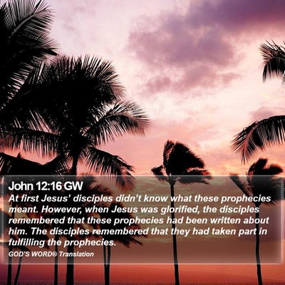 John 12:16 GW Bible Verse Image