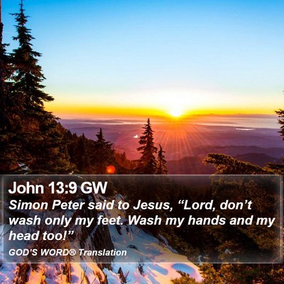 John 13:9 GW Bible Verse Image