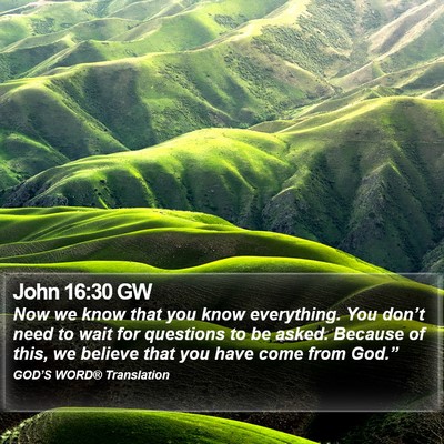 John 16:30 GW Bible Verse Image