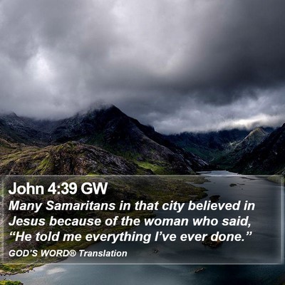 John 4:39 GW Bible Verse Image