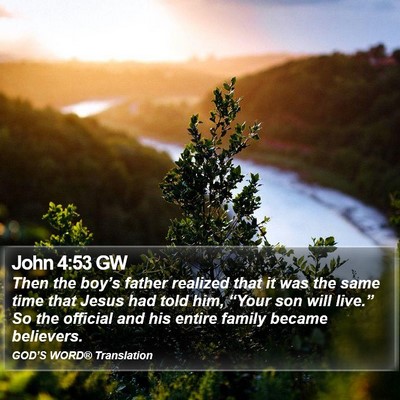John 4:53 GW Bible Verse Image