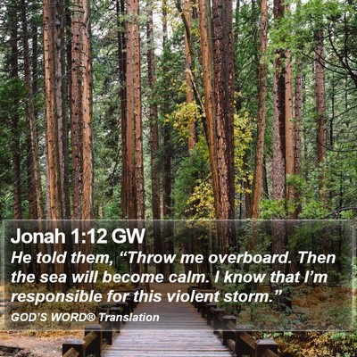 Jonah 1:12 GW Bible Verse Image