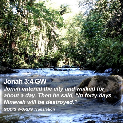 Jonah 3:4 GW Bible Verse Image