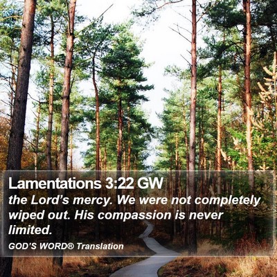 Lamentations 3:22 GW Bible Verse Image