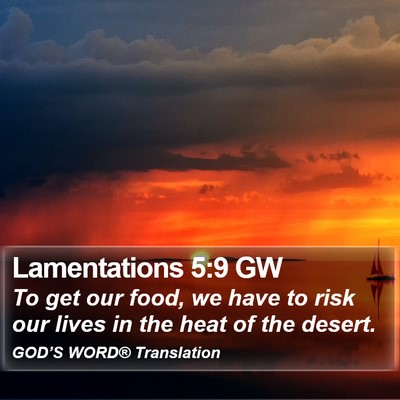 Lamentations 5:9 GW Bible Verse Image