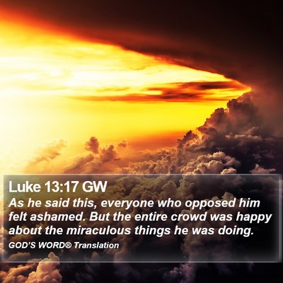 Luke 13:17 GW Bible Verse Image