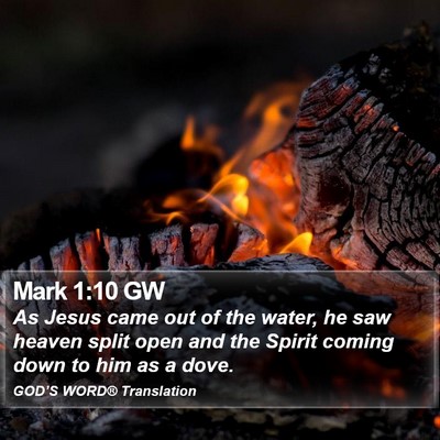 Mark 1:10 GW Bible Verse Image