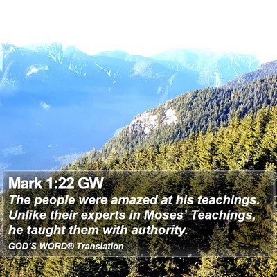 Mark 1:22 GW Bible Verse Image