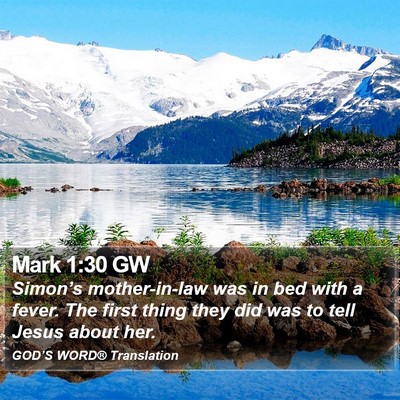 Mark 1:30 GW Bible Verse Image