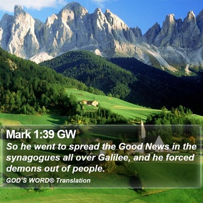 Mark 1:39 GW Bible Verse Image