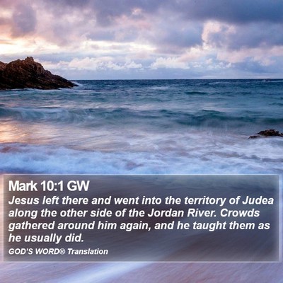 Mark 10:1 GW Bible Verse Image