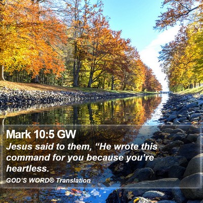 Mark 10:5 GW Bible Verse Image