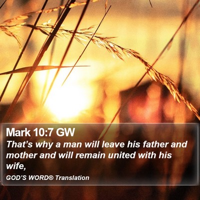 Mark 10:7 GW Bible Verse Image