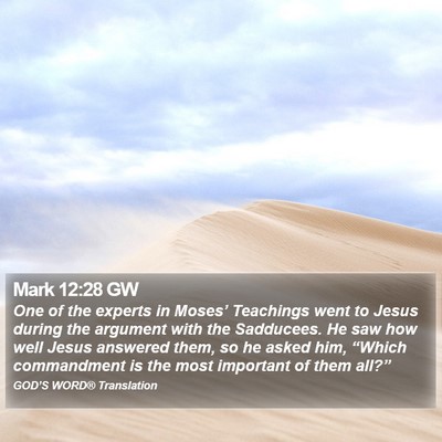 Mark 12:28 GW Bible Verse Image