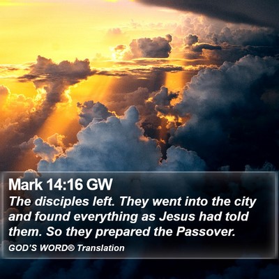 Mark 14:16 GW Bible Verse Image