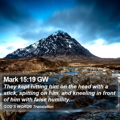 Mark 15:19 GW Bible Verse Image