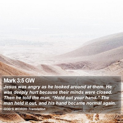 Mark 3:5 GW Bible Verse Image