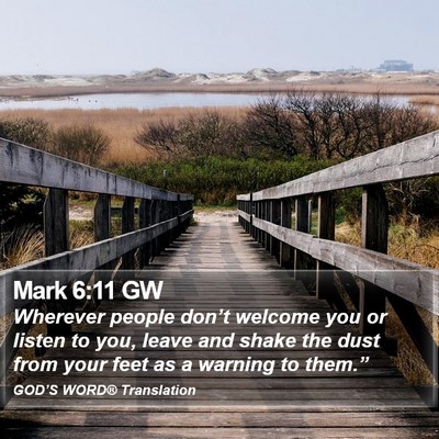 Mark 6:11 GW Bible Verse Image