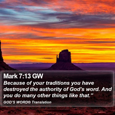 Mark 7:13 GW Bible Verse Image