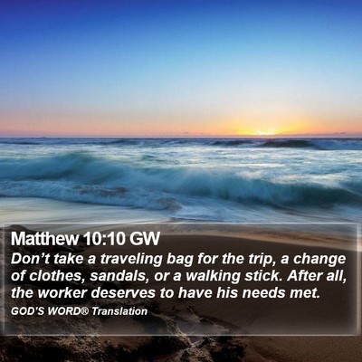 Matthew 10:10 GW Bible Verse Image