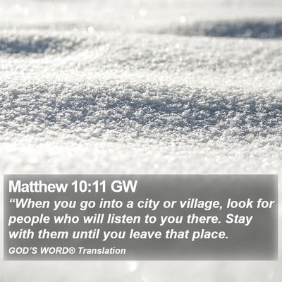 Matthew 10:11 GW Bible Verse Image