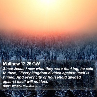 Matthew 12:25 GW Bible Verse Image