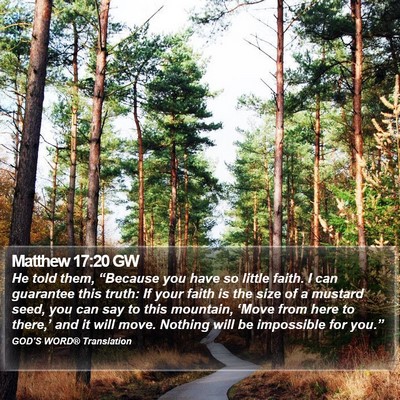 Matthew 17:20 GW Bible Verse Image