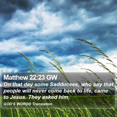Matthew 22:23 GW Bible Verse Image