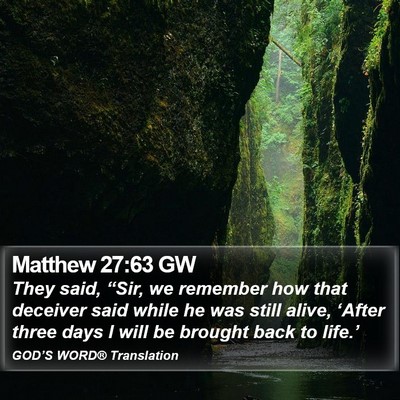 Matthew 27:63 GW Bible Verse Image