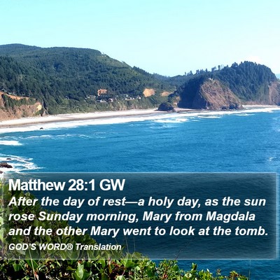 Matthew 28:1 GW Bible Verse Image