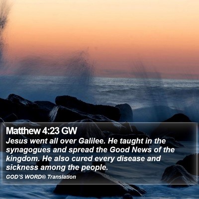 Matthew 4:23 GW Bible Verse Image