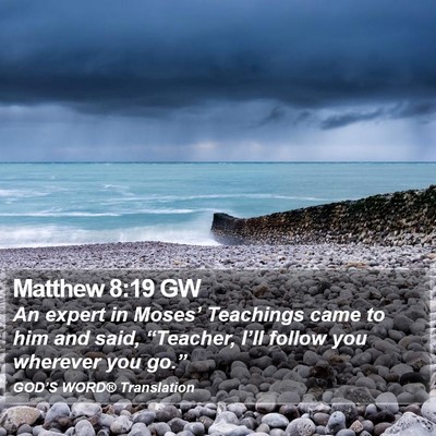 Matthew 8:19 GW Bible Verse Image