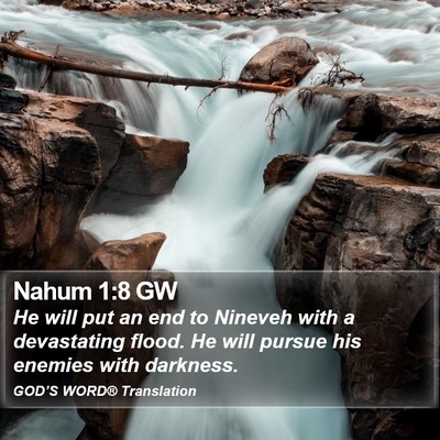 Nahum 1:8 GW Bible Verse Image