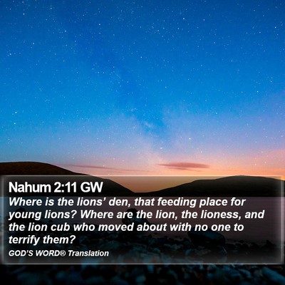 Nahum 2:11 GW Bible Verse Image