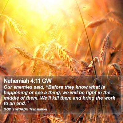 Nehemiah 4:11 GW Bible Verse Image
