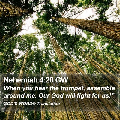 Nehemiah 4:20 GW Bible Verse Image
