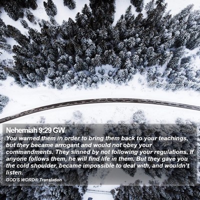 Nehemiah 9:29 GW Bible Verse Image