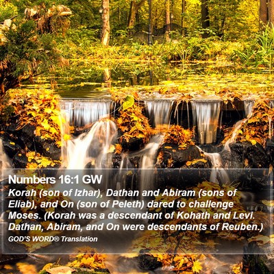 Numbers 16:1 GW Bible Verse Image
