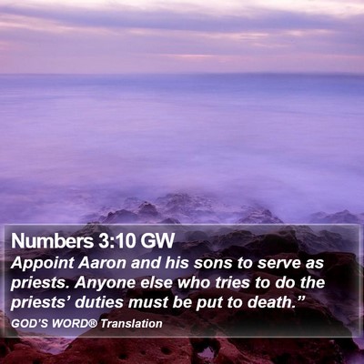 Numbers 3:10 GW Bible Verse Image
