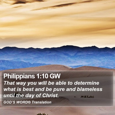 Philippians 1:10 GW Bible Verse Image
