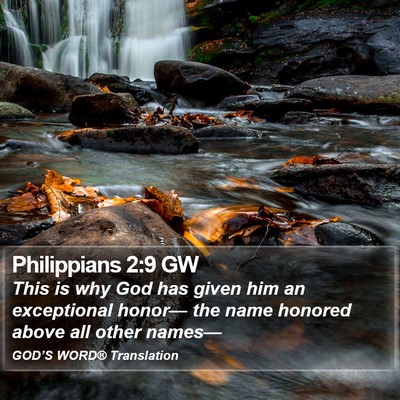 Philippians 2:9 GW Bible Verse Image