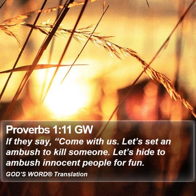 Proverbs 1:11 GW Bible Verse Image