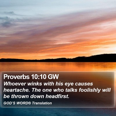 Proverbs 10:10 GW Bible Verse Image