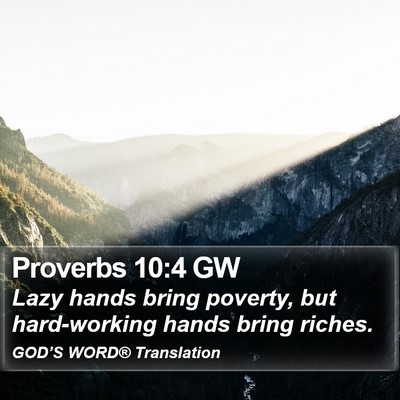 Proverbs 10:4 GW Bible Verse Image