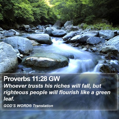 Proverbs 11:28 GW Bible Verse Image