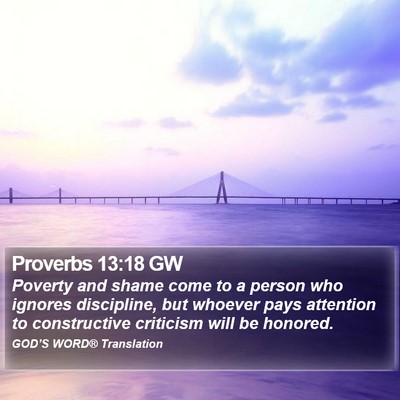 Proverbs 13:18 GW Bible Verse Image