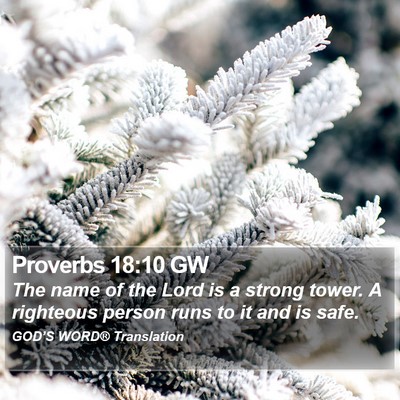 Proverbs 18:10 GW Bible Verse Image